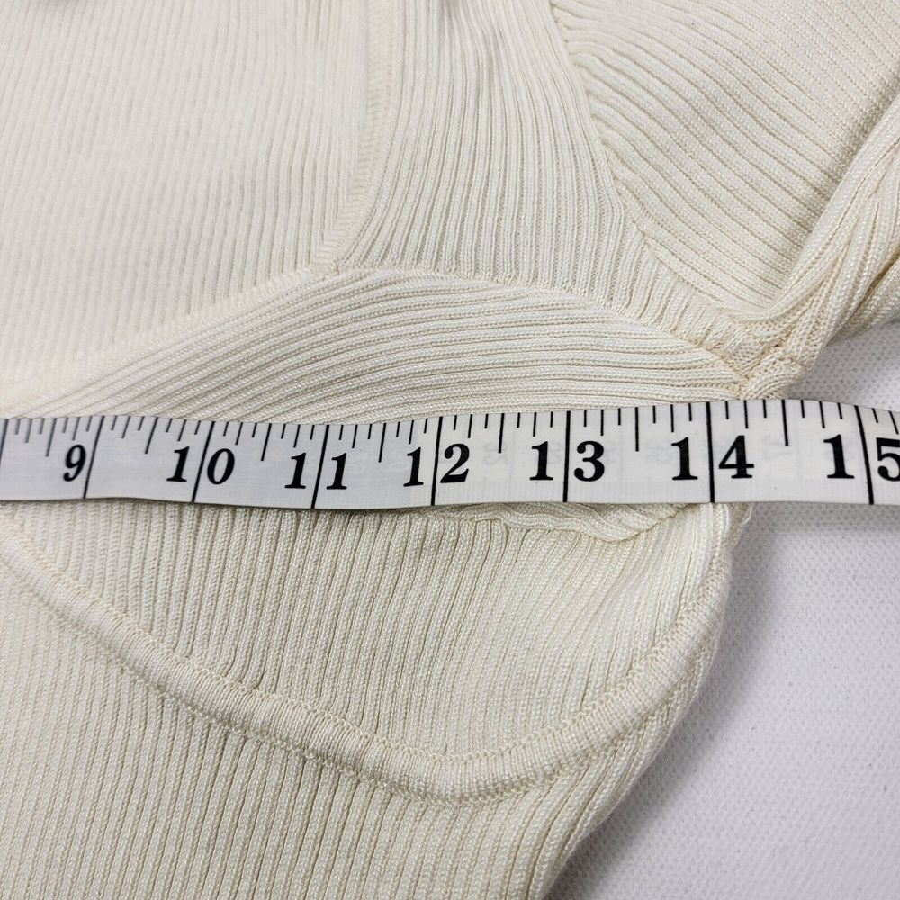 Love Tree Off White Ribbed‎ Long Sleeve Neck Body Suit Size Large Snap Closer - Picture 3 of 8